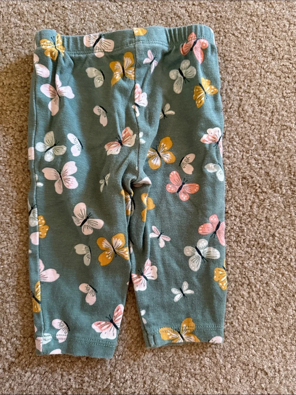 Carter's Teal Leggings with Pink and Gold Butterfly Print